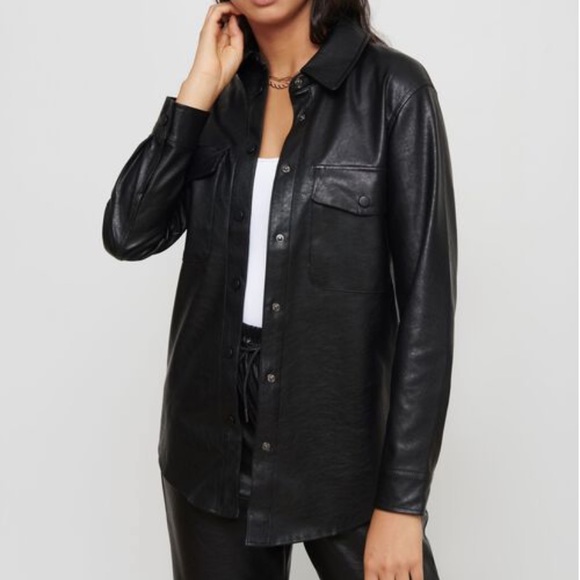 Dynamite Brooklyn Faux Leather Shacket - Picture 1 of 6